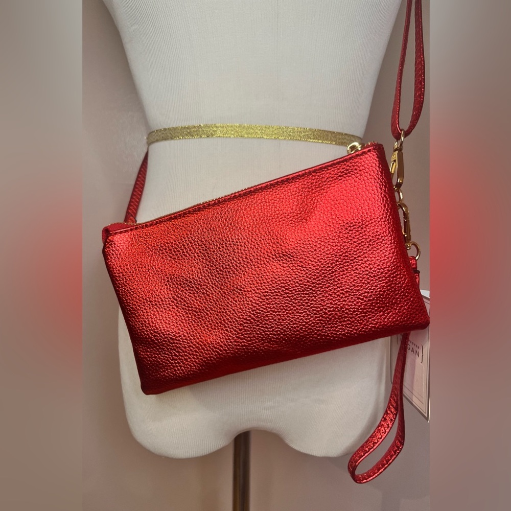 Red vegan small clutch purse